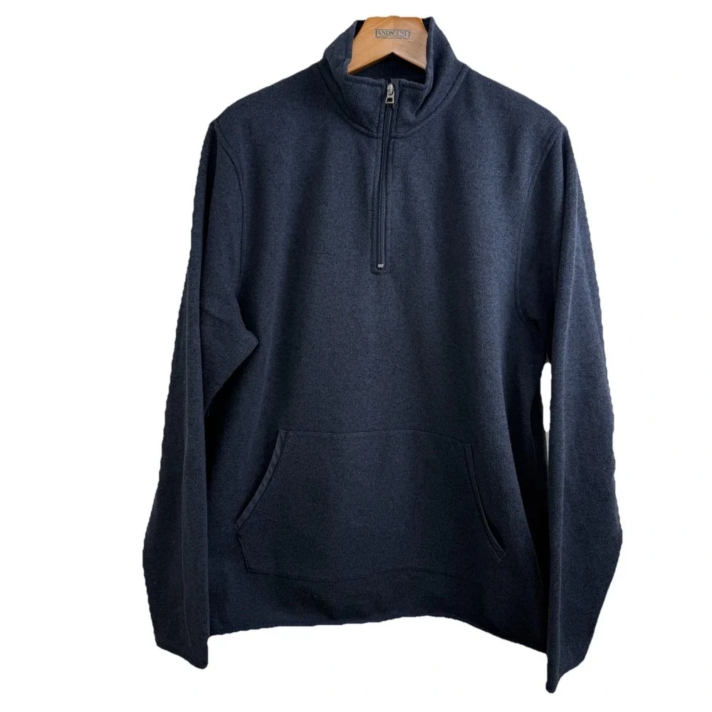 J.Crew Mercantile Men's XL Quarter-Zip Fleece Pullover Sweater Navy‎ Blue Casual